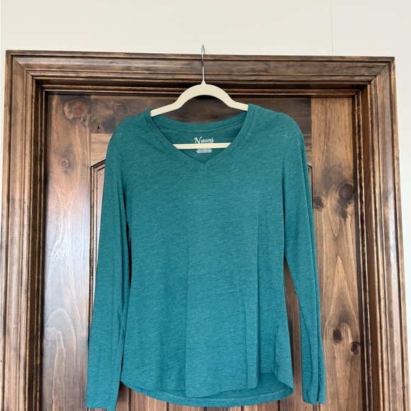 Natural Reflections Teal Longsleeve V-Neck Top Small - Picture 1 of 5
